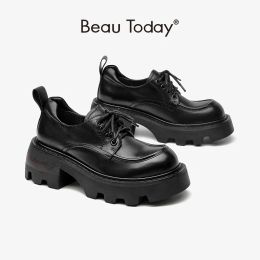 Flats beautoday Casual Shoes plateforme Femmes véritables veaux de peau rond