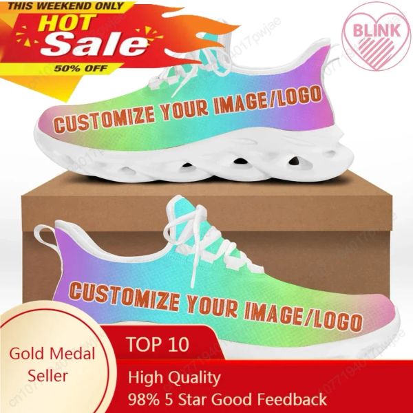 Flats personnalisés Custom Personnalisez votre image / logo Femmes chaussures plates Comfort Lace Up Sneakers Mesh Platform Shoes Zapatos Mujer Hot