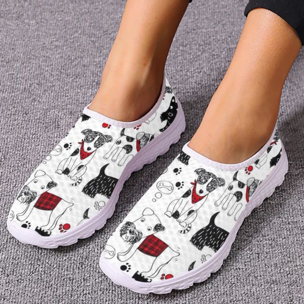 Flats Instantarts lindas impresiones de perros hembras casuales de zapatillas de zapatillas de cachorro de malla resbate de malla de verano zapatos de primavera Zapatos planos Mujer