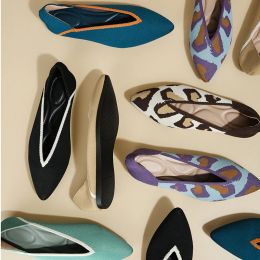 Flats Princess Shoes 2022 Nuevos zapatos de tejido de leopardo zapatos de ballet plano puntiagudo zapato de embarazo suave Zapatos de Mujer