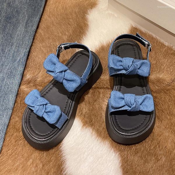 Flats Sandals Plateforme Femmes Bow Summer Shoes 2024 Fashion Slippers Robe Tend Robe Casual Tlides Open Toe Wa 28