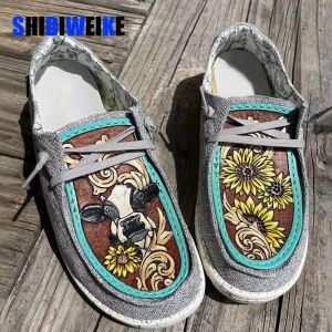 Flats Sdwk Vente chaude Lowcout Chaussures plates pour femmes dessin animé Cow Sunflower Match européen American Casual Fashion Footwear Footwes's's's Shoes