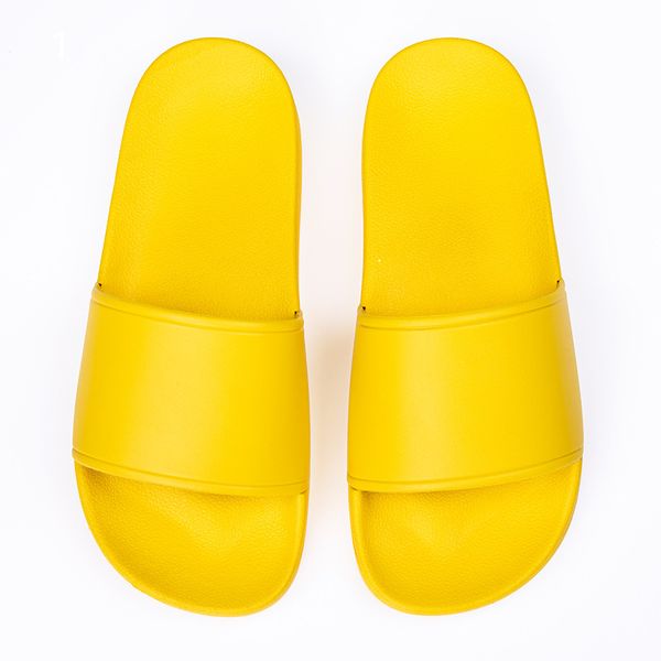 Pantoufles plates pour hommes femmes sandales en caoutchouc été plage bain piscine chaussures jaune