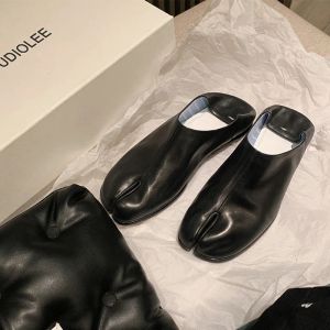 Flats Splittoe chaussures appartements Femmes Couleur solide en cuir peu profond Slipt sur les mots de tête de tête ronde rond