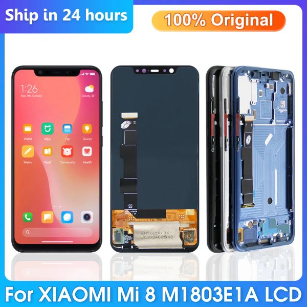 Flats Super AMOLED pour l'affichage LCD Xiaomi Mi 8 pour la réparation d'écran de numériseur à écran tactile Xiaomi MI8 avec le cadre M1803E1A ScreenReplace