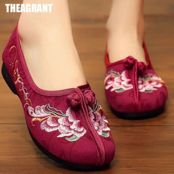 Flats TheAgrant Zapatos para mujeres 2023 zapatos planos bordado slax flox loafer chino retro caminata étnica zapatos casuales WFS3096