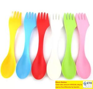 Flatware 3 in 1 lepel vork snijder reizen camping wandel picknickgerei plastic spork combo reizende gadget bestek servies