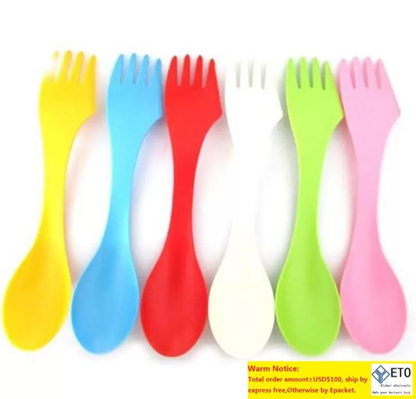 Couverts 3 en 1 Cuillère Fourchette Cutter Voyage Camping Randonnée Pique-Nique Ustensiles En Plastique Spork Combo Voyager Gadget Couverts Vaisselle