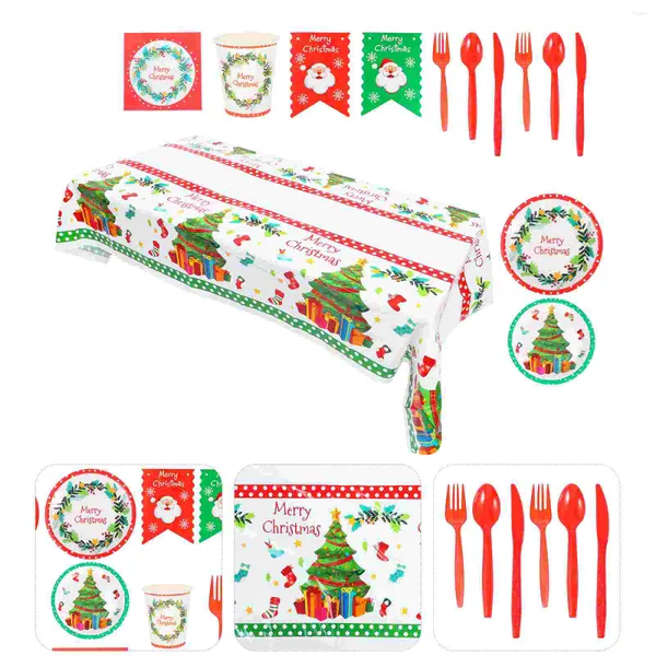 Juegos de cubiertos 1 juego Cubiertos de Navidad Servilleta de plato de papel