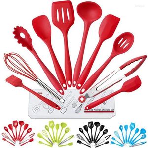 Conjuntos de cubiertos 10 unids/set utensilios de cocina de silicona juego de ollas antiadherentes herramientas de cocina y utensilios para hornear