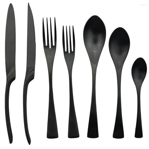 Ensembles de couverts 1 pièces noir El Restaurant pique-nique voyage couverts portables en acier inoxydable vaisselle en métal ensemble de vaisselle de cuisine