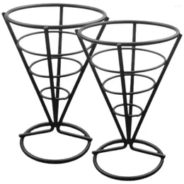 Ensembles de couverts 2 pièces cône porte-collation présentoir à pizza support en acier inoxydable Bandejas Para Comida décoration de table Charcuterie