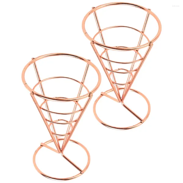 Juegos de cubiertos 2 piezas Cono Snack Holder Mini Stands Display Papas fritas Charcutería de acero inoxidable