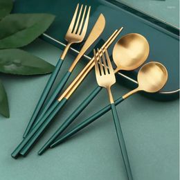 Flatware sets 2022 gouden Noordse stijl roestvrijstalen lepel vork mes chopstick steak messen soeptafel voor keuken se