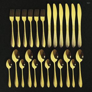 Flatware sets 24 stks/set roestvrij staal diner zwart gouden servies set mes vork lepel cutlery keuken servies zilverwerk