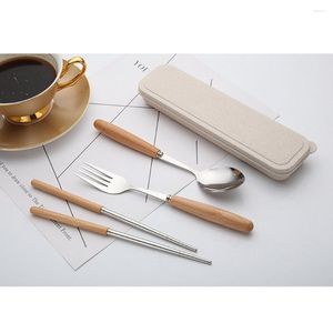 Flatware sets 3 pc's Outdoor Set Dinware Cutlery Spoon Chopsticks Bamboe servies Student