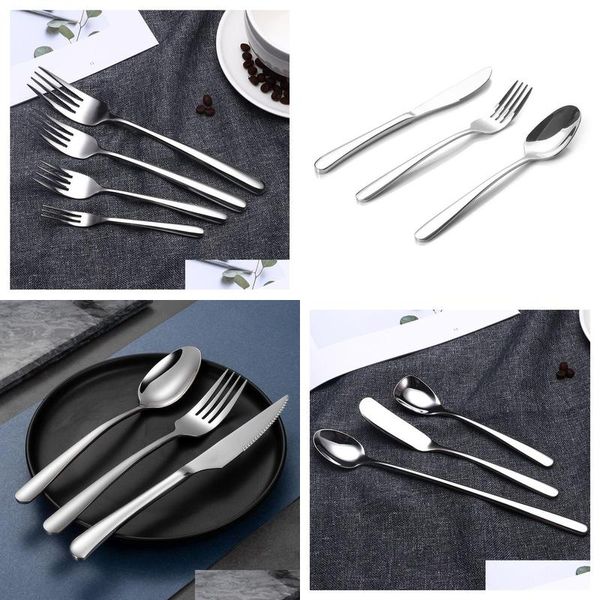 Couverts Ensembles 304 Vaisselle en acier inoxydable épaissie Western Food Steak Couteau et fourchette Set El Fournitures Élégant Drop Livraison Accueil G Otq5Y