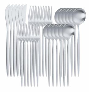 Flatware sets 30 stks mat zilver roestvrijstalen bestek servies set servies diner vorks messen lepels veilig zilverwerk9511077