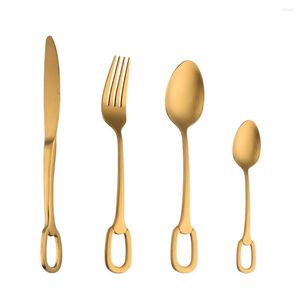 Flatware sets 4-24 stcs matgoud bestek set roestvrij staal servies dinervoor zwarte tafel vorks lepels messen western servies bruiloft