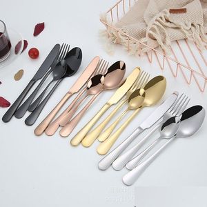 Flatware sets 4 kleuren luxe set lepel vork mes thee dinerkit roestvrij staal keukengerei dh0280 drop levering huis garde dhaun