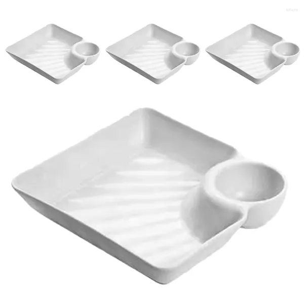 Ensembles de couverts 4 pièces assiette à dîner palette en plastique assiettes profondes apéritif puce trempette ensemble salade japonaise Sushi bol à tremper gâteau