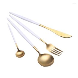 Ensembles de couverts 4 pièces/ensemble ensemble de couverts en or blanc Style occidental vaisselle en acier inoxydable usage domestique couteaux fourchettes cuillère vaisselle cadeau