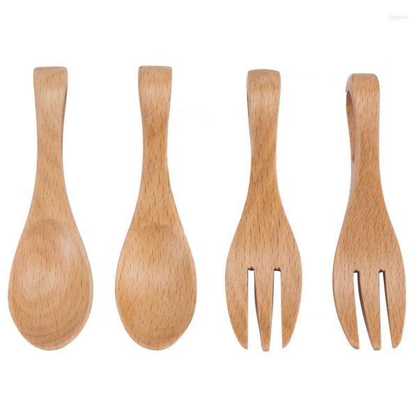 Juegos de cubiertos 50 Set / Lot Vajilla portátil de madera Cubiertos de madera Tenedor de bambú Vajilla de viaje Traje Herramienta de cocina ambiental al por mayor