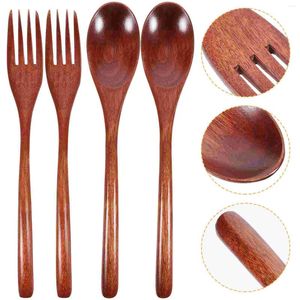 Ensembles de couverts 6 pièces vaisselle cuillère en bois fournitures pour la maison fourchette en bois délicate ustensiles de cuisine pratique Dessert apéritif salade de fête