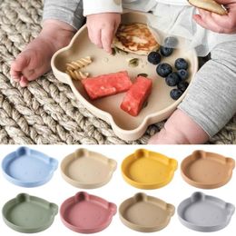 Flatware Sets Baby Feeding Tray Anti-Fall Mooie veiligheid Grade Suction Cup Training Solid Color Silicone Material Dinner Plate Huishouden