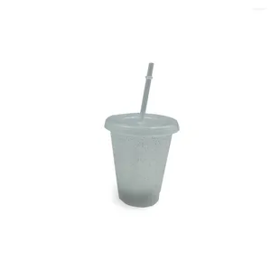 Ensembles de couverts tasse à boire avec couvercle paille PP bouteille réutilisable en plastique pour boisson froide jus de café smoothie vert clair grand 710 ml