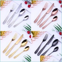 Flatware sets gouden bestek flatware set lepel vork mes theelepel roestvrij servies servies service keuken drop levering home tuin d dhkdm