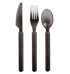 Statingssets Hoge kwaliteit doorschijnende zwarte food grade plastic lepel, extra dik mes en vork, party picknick servies
