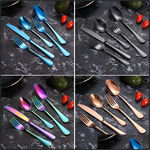 Flatware sets keuken eetbar huizen tuin 5 -delige bestek set mes vork lepel dinerbaron dinare deler levering 2021 weic9