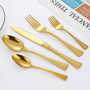 Flatware sets luxery gouden bestek set glanzend servies 18/10 roestvrijstalen spiegel zilveren zwarte druppel