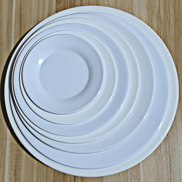 Couverts Ensembles Mélamine Imitation Porcelaine Plat Rond Plat Buffet Restaurant Dim Sum Assiette À Dessert Respectueux De L'environnement Drop-resisFlatwa