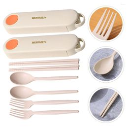 Couverts Ensemble Cuillère Fourchette Couverts Ustensiles De Voyage Portable Flatwarespoonscase Camping Fourchettes Argenterie Servir Dessertbaguette Glace