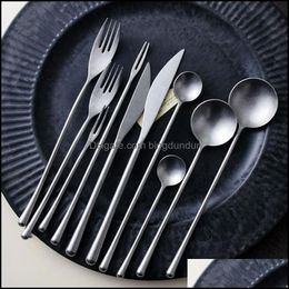 Couverts Sier 304 en acier inoxydable Western couverts ensemble rétro dîner couteau fourchette cuillère fourchettes spéciales café thé fruits fourchetteflatware Dhugc