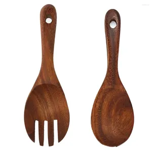 Couverts ensembles cuillères de table 2pcs Ustensiles de cuisine en bois en bois pour fourchette