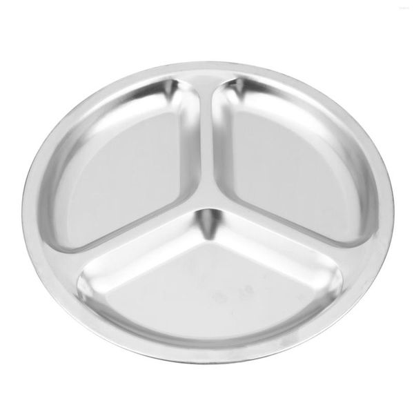 Couverts Ensembles Acier Inoxydable 3 Sections Ronde Divisée Plat Snack Assiette À Dîner Diamètre 24Cm