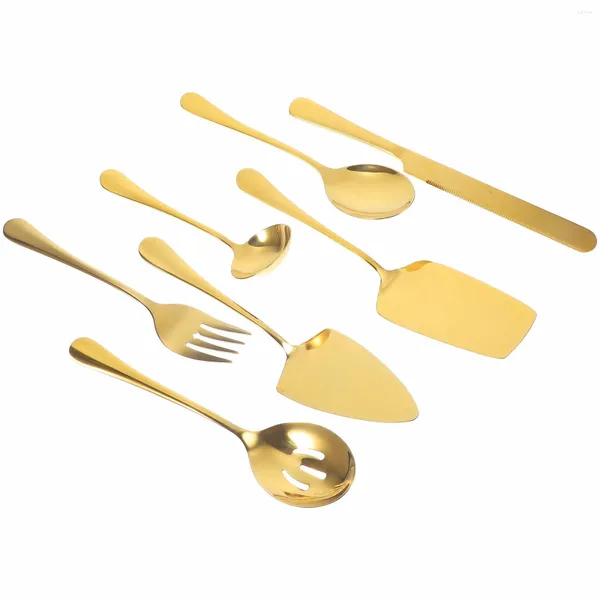 Ensembles de couverts couteau à gâteau en acier inoxydable couverts vaisselle fourchettes cuillères Kit grands ustensiles de service