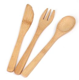 Stapware Sets Servies 16cm Natuurlijke Bamboe Bestek Mes Vork Lepel Outdoor Camping Servies Set Keukengereedschap