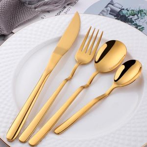 Flatware sets tafelwerk gouden luxe ontwerp v roestvrij staal Turkse set mes vork lepel diner gouden keuken accessoires