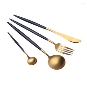 Flatware sets witte zwart bestek hoogwaardige roestvrijstalen set goud vergulde messen vorken lepels home party gebruik servies