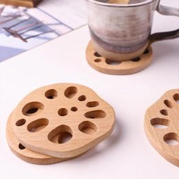 Juegos de cubiertos Cojín de aislamiento hueco de madera Irregular Creativo Haya Raíz de loto Bambú Cn (origen)