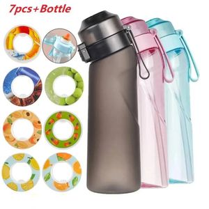 Botella de agua con sabor con 7 vainas de sabor Agua de aire hacia arriba Botella esmerilado Negro de 650 ml Air Starter Set Water Cup para acampar 240415