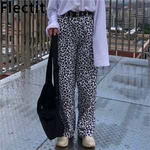 Flectit Loose-Fit Animal Print Pantalon léopard avec taille élastique Femmes Hip Hop Pantalon Long Pantalon Harajuku Streetwear LJ201029