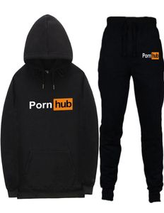 Fleece Hoodie En Joggingbroek Pakken Mannen Vrouwen Streetwear Grappige Pornhub Sweatshirts En Broek Trainingspak Sport Suit2117512