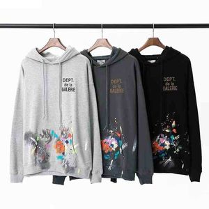 Fleece Trendy Painted Designer Deps Fashion Ink 2022 Galery Multi Hand Cotton Splash t Graffiti Shirt Hoodie High Street Loose Coat Hommes et