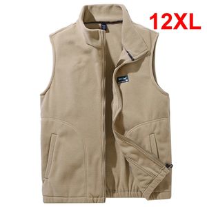 Gilets polaires hommes hiver gilet chaud grande taille 10XL 12XL polaire veste sans manches mode décontracté couleur unie gilet grande taille 12XL 240118