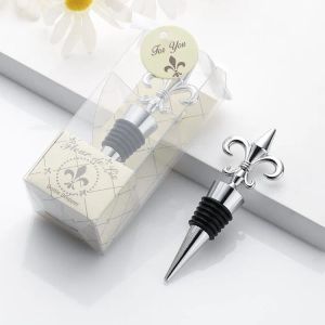 Fleur-de-lis Wine Stopper Wedding Favors Chrome Wine Bottle Stoppers in Gift Box Perfect For Any Party Occasion SN217 LL